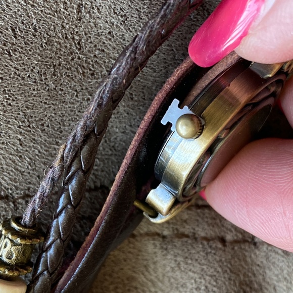 Kano Bak Brown Leather Beaded Bracelet 8" Watch - Picture 7 of 7